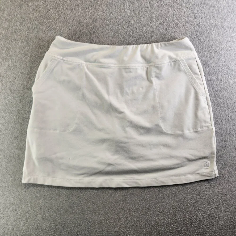 Footjoy Skort Womens L White Jersey Knit Zip Pocket Short Lined Skirt Golf FJ - Picture 13 of 13
